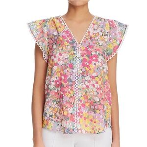Kate Spade flutter sleeve floral print top size XS